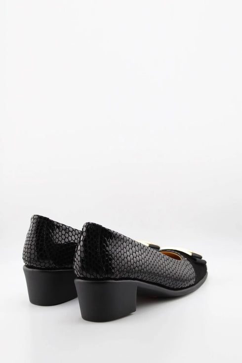 DFC Relax Snake Patterned Low Block Heel Loafers