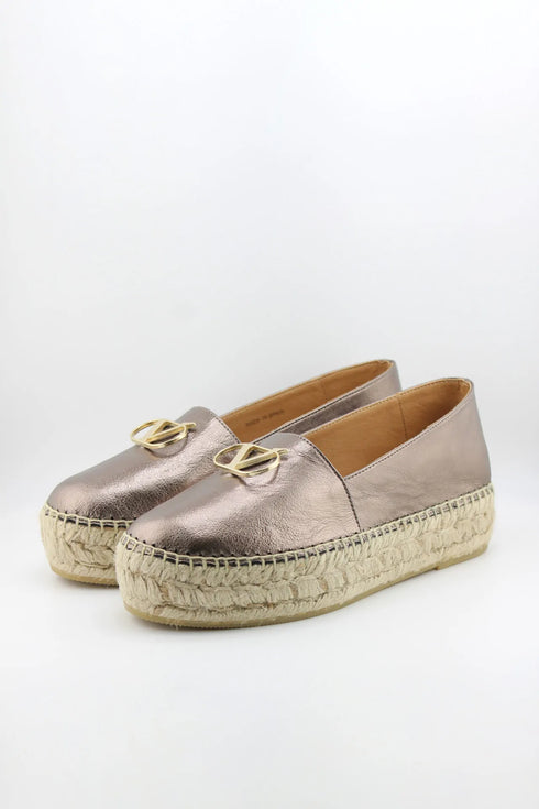 Nivel Metallic Leather Espadrille Loafers