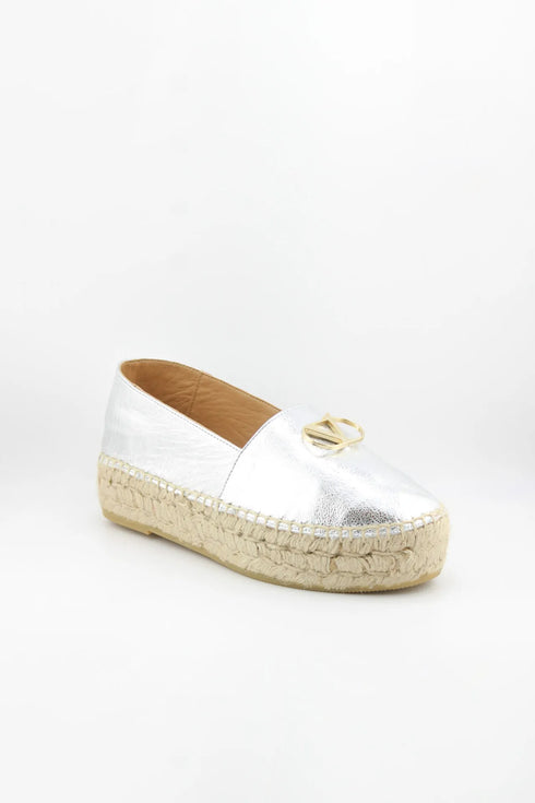 Nivel Metallic Leather Espadrille Loafers