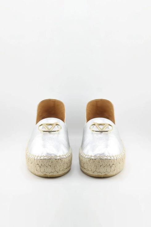 Nivel Metallic Leather Espadrille Loafers