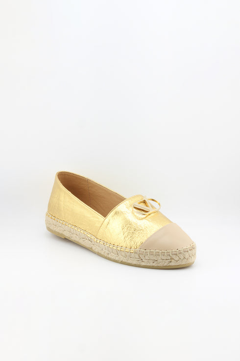 Nivel Metallic Espadrille Loafers with Cap Toe