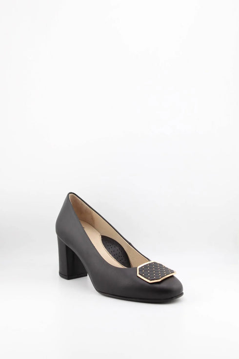 DFC Relax Block Heel Loafers with Quilted Accent