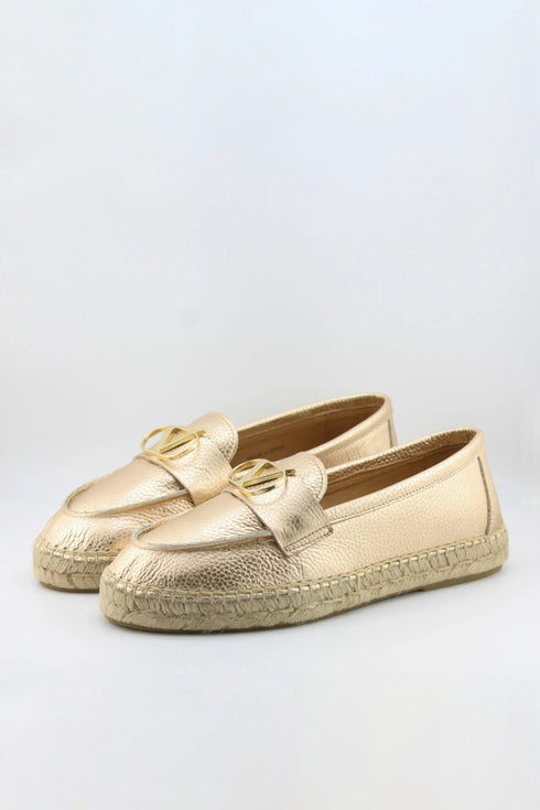 Nivel Pebbled Leather Espadrille Loafers