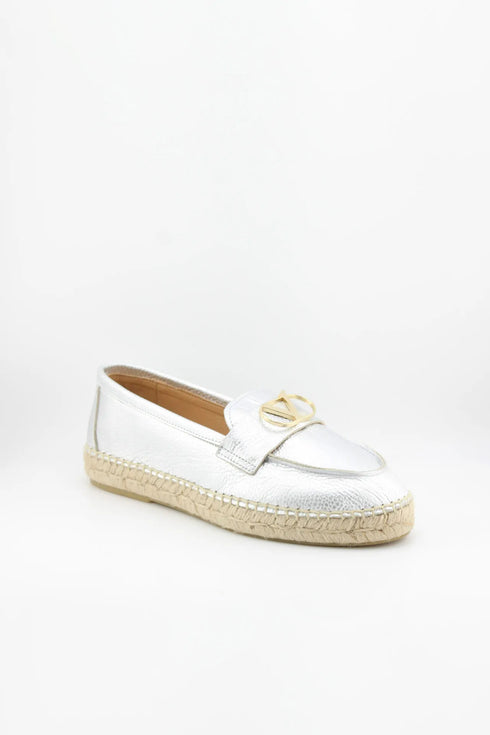 Nivel Pebbled Leather Espadrille Loafers