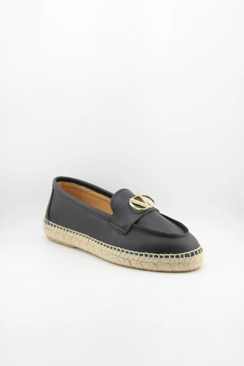 Nivel Pebbled Leather Espadrille Loafers