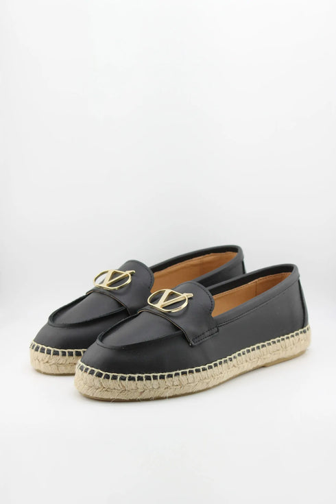 Nivel Pebbled Leather Espadrille Loafers