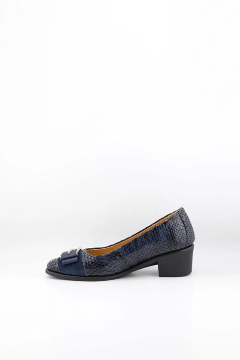DFC Relax Snake Patterned Low Block Heel Loafers