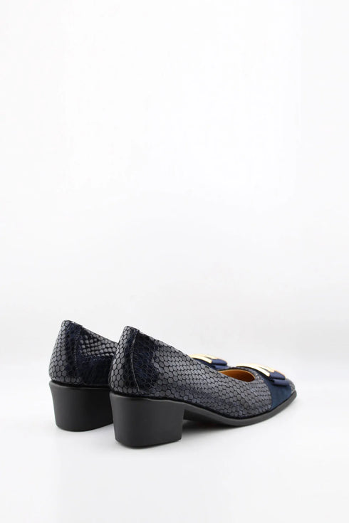 DFC Relax Snake Patterned Low Block Heel Loafers
