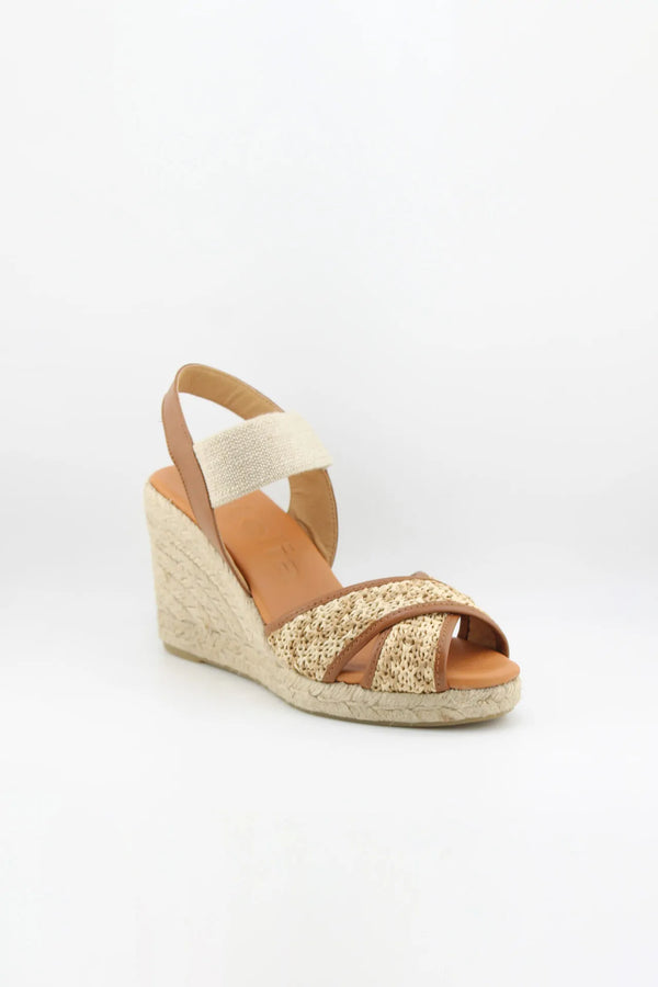 Jutelia Criss-Cross Woven Espadrille Wedge with Slingback Strap