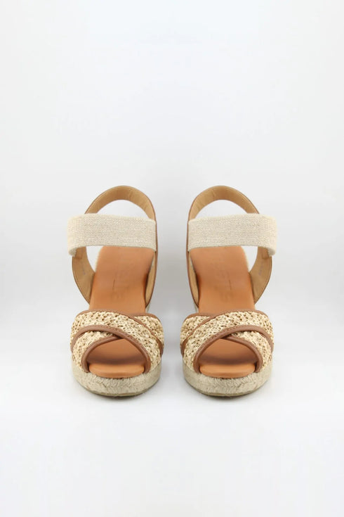 Jutelia Criss-Cross Woven Espadrille Wedge with Slingback Strap