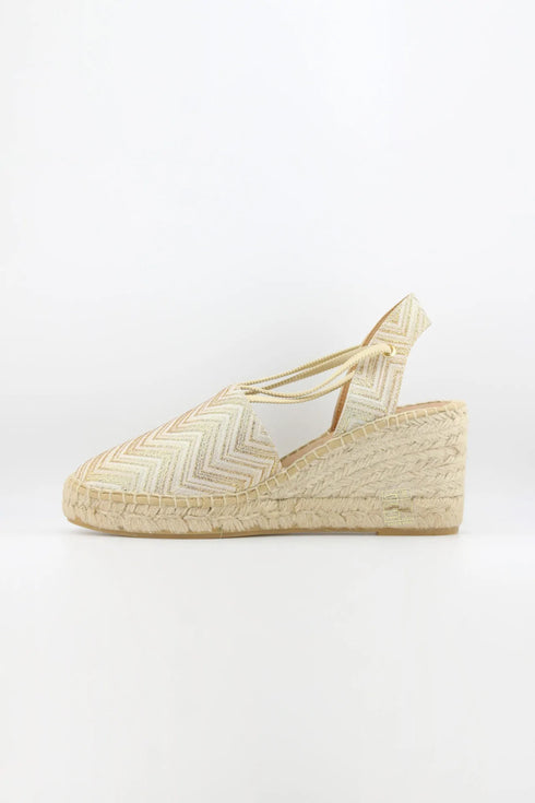 Jutelia Chevron Pattern Espadrille Wedge Sandals