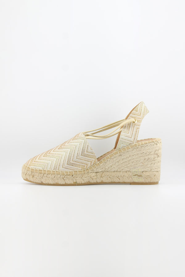 Jutelia Chevron Pattern Espadrille Wedge Sandals