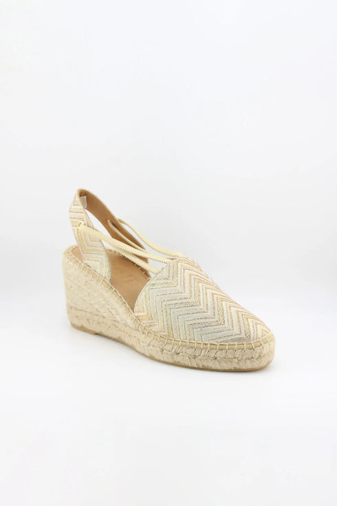 Jutelia Chevron Pattern Espadrille Wedge Sandals