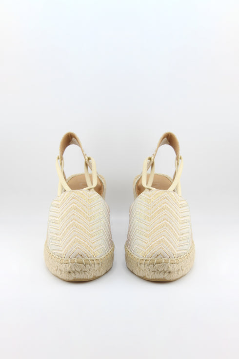 Jutelia Chevron Pattern Espadrille Wedge Sandals