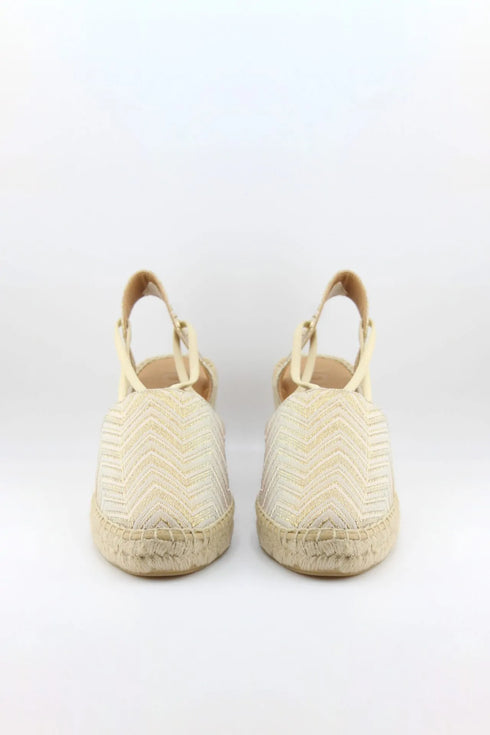 Jutelia Chevron Pattern Espadrille Wedge Sandals