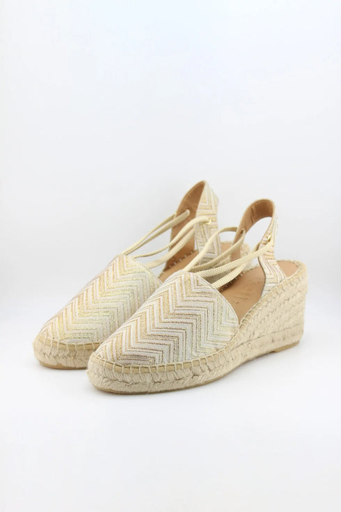 Jutelia Chevron Pattern Espadrille Wedge Sandals