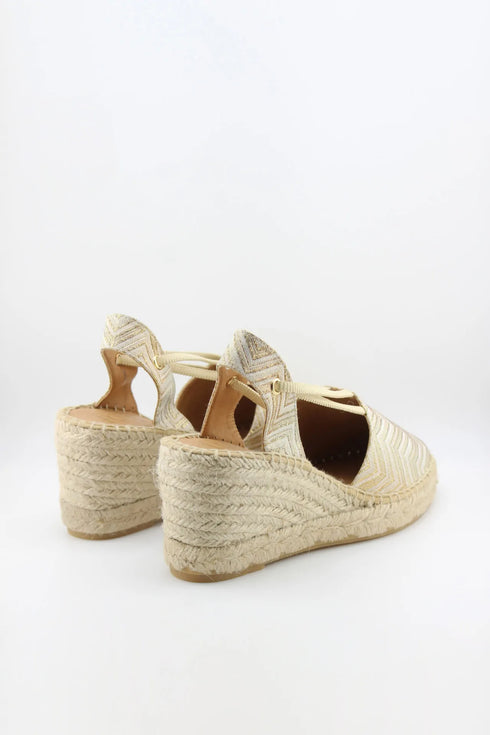 Jutelia Chevron Pattern Espadrille Wedge Sandals
