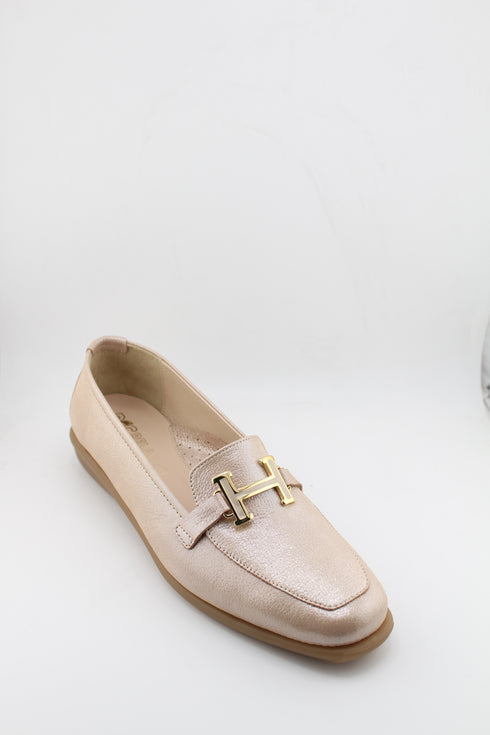 DFC Relax Metallic-Finish Leather Loafers with Buckle