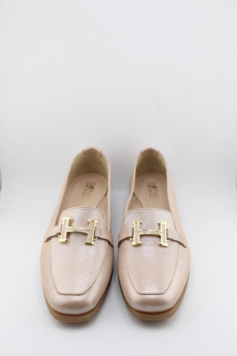 DFC Relax Metallic-Finish Leather Loafers with Buckle