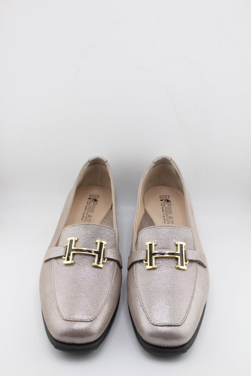 DFC Relax Metallic-Finish Leather Loafers with Buckle
