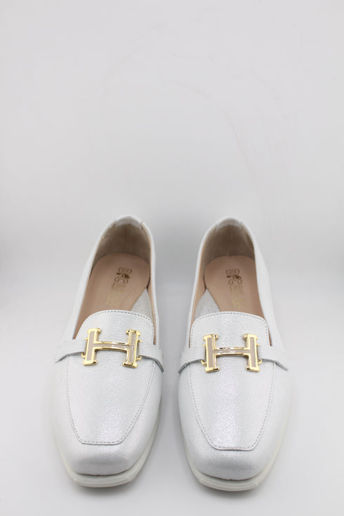 DFC Relax Metallic-Finish Leather Loafers with Buckle