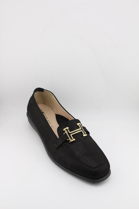 DFC Relax Metallic-Finish Leather Loafers with Buckle