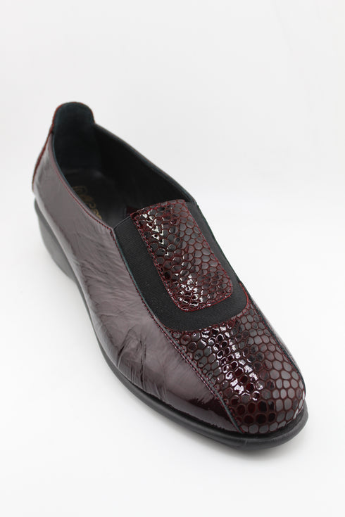 DFC Relax Textured Patent Leather Wedge Loafers