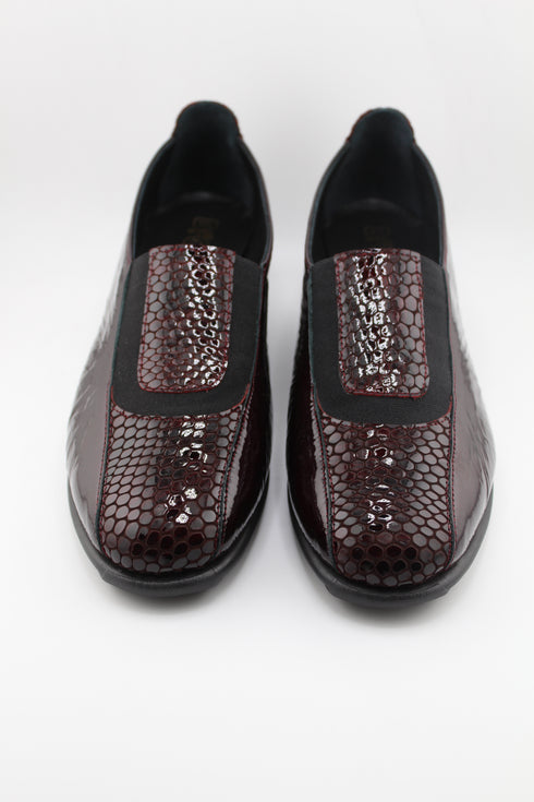 DFC Relax Textured Patent Leather Wedge Loafers