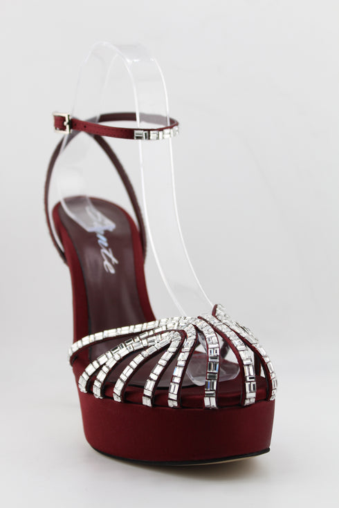 Sante Strappy Rhinestone Platform Sandal Heels