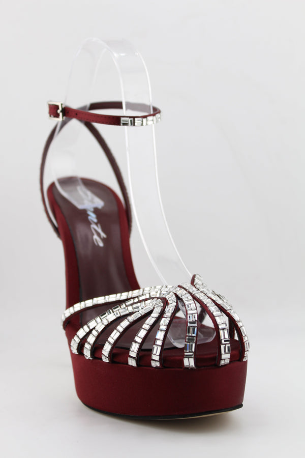 Sante Strappy Rhinestone Platform Sandal Heels