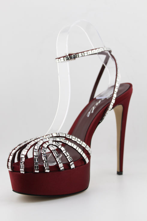 Sante Strappy Rhinestone Platform Sandal Heels
