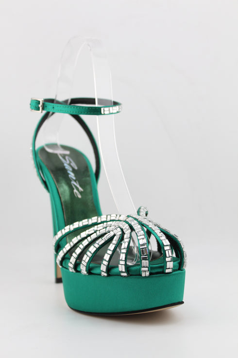 Sante Strappy Rhinestone Platform Sandal Heels