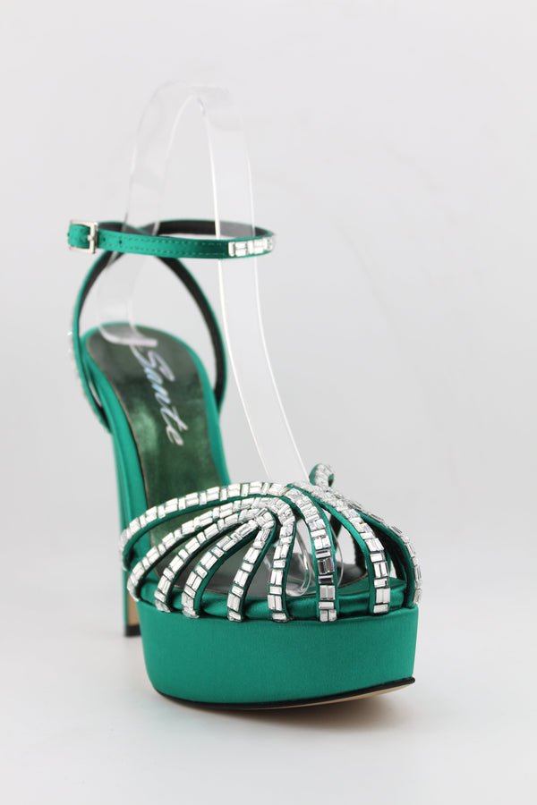 Sante Strappy Rhinestone Platform Sandal Heels