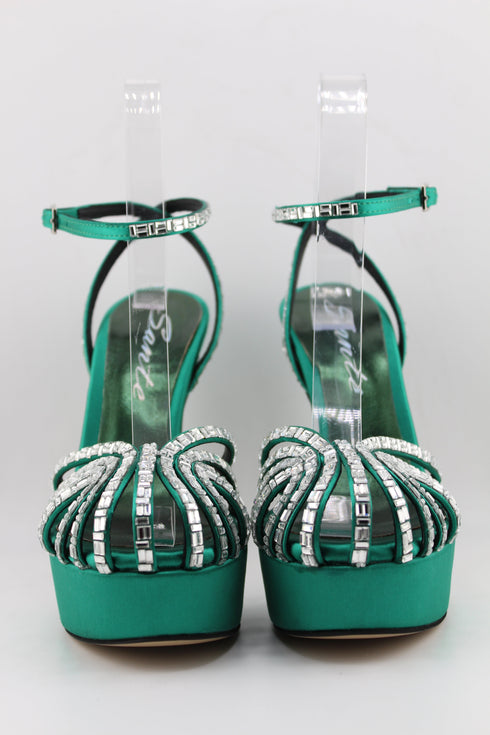 Sante Strappy Rhinestone Platform Sandal Heels