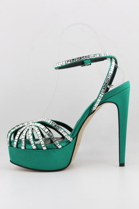 Sante Strappy Rhinestone Platform Sandal Heels