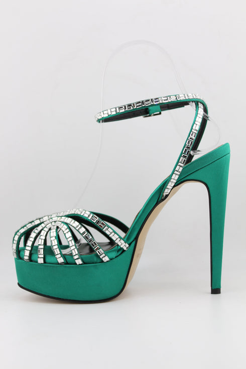 Sante Strappy Rhinestone Platform Sandal Heels