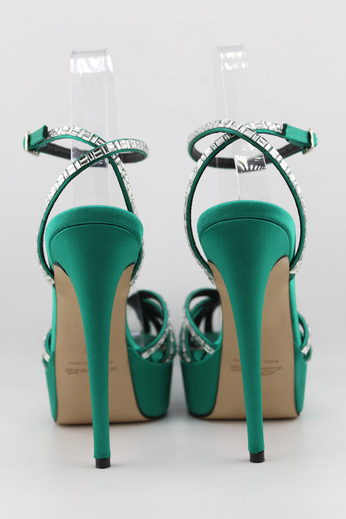 Sante Strappy Rhinestone Platform Sandal Heels