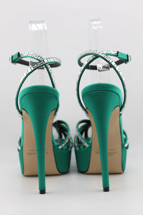 Sante Strappy Rhinestone Platform Sandal Heels