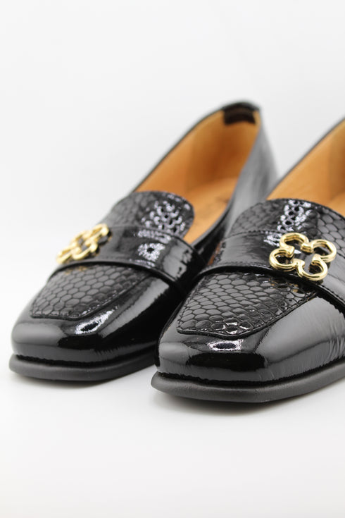 DFC Relax Square-Toe Block Heel Loafers with buckle