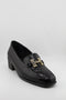 DFC Relax Textured Patent Leather Block Heel Loafers with Buckle