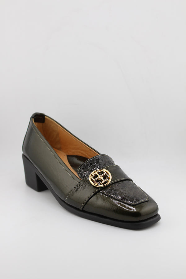 DFC Relax Patent Leather Block Heel Loafers
