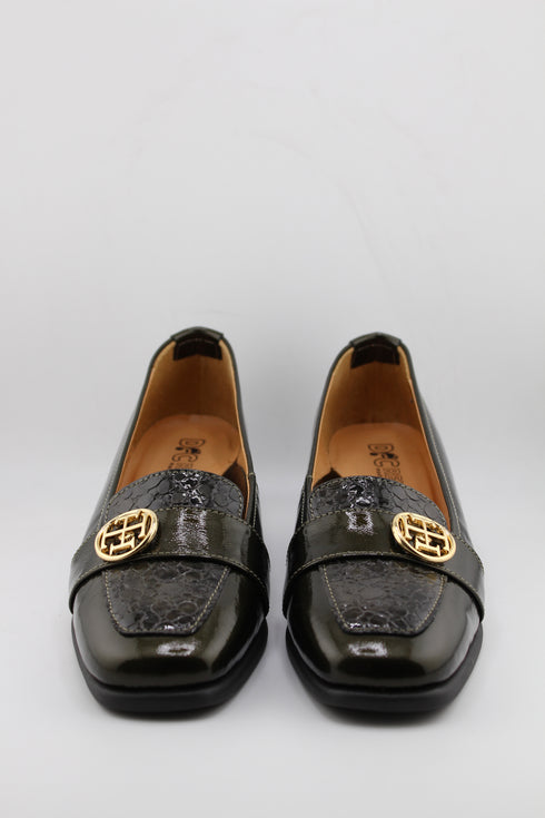 DFC Relax Patent Leather Block Heel Loafers