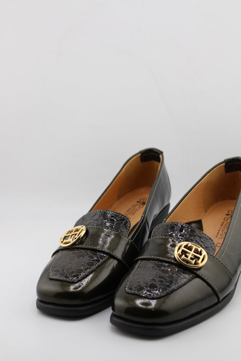 DFC Relax Patent Leather Block Heel Loafers
