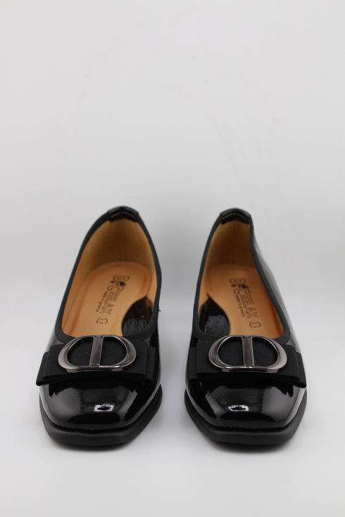 DFC Relax Patent Leather Block Heel Loafers with buckle