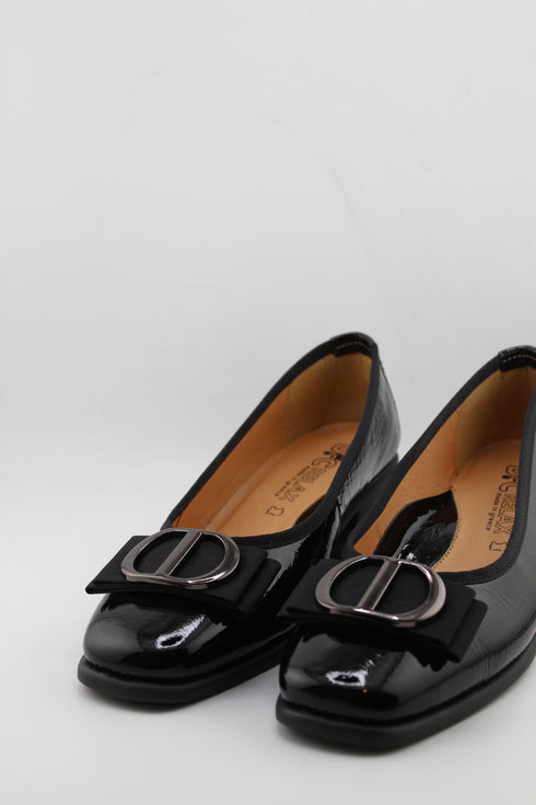 DFC Relax Patent Leather Block Heel Loafers with buckle