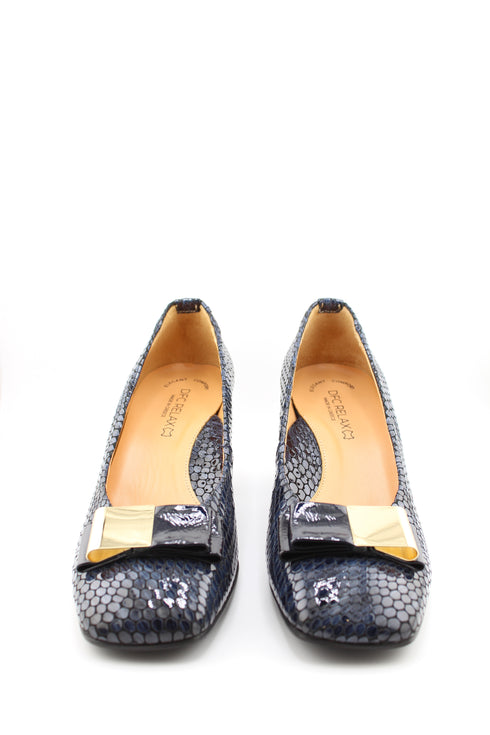 DFC Relax Mid Heel dress pump with snakeskin texture
