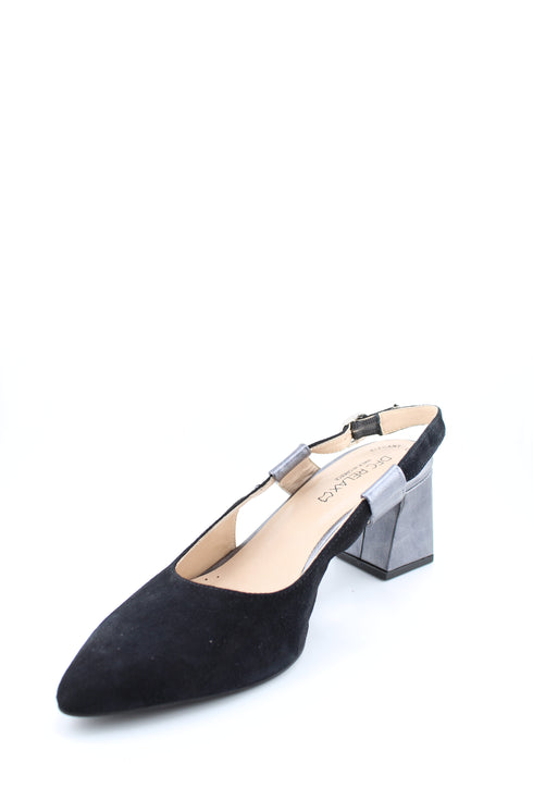 DFC Relax Suede Leather Slingback Buckle Block Heel Sandal