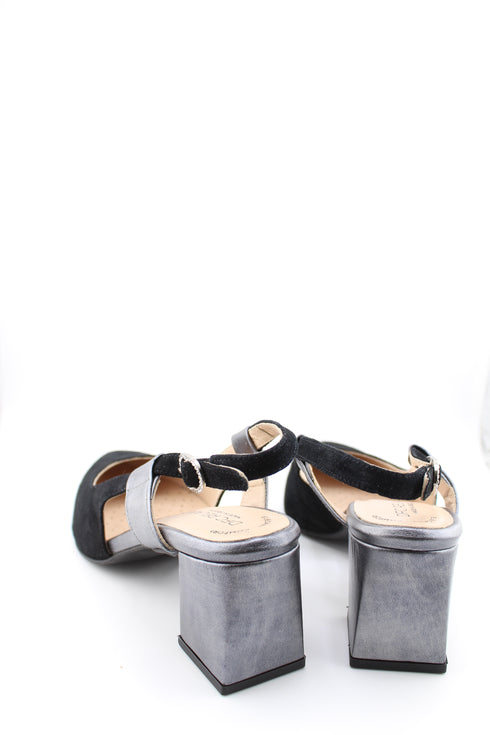 DFC Relax Suede Leather Slingback Buckle Block Heel Sandal