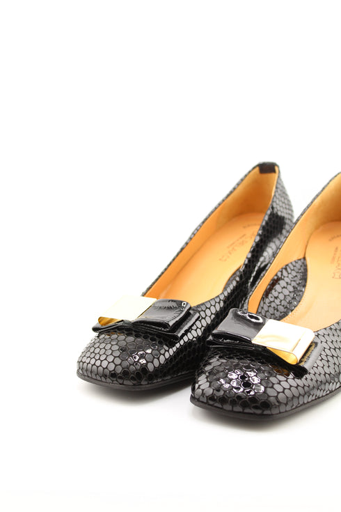 DFC Relax Mid Heel dress pump with snakeskin texture