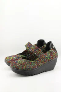 Bernie Mev Woven Mary Jane Wedge with Hook and Loop Closure and Comfort Sole